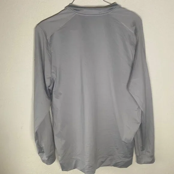 Adidas Mens XL Gray Long-Sleeve Polo Shirt With Zip Collar - Picture 6 of 7